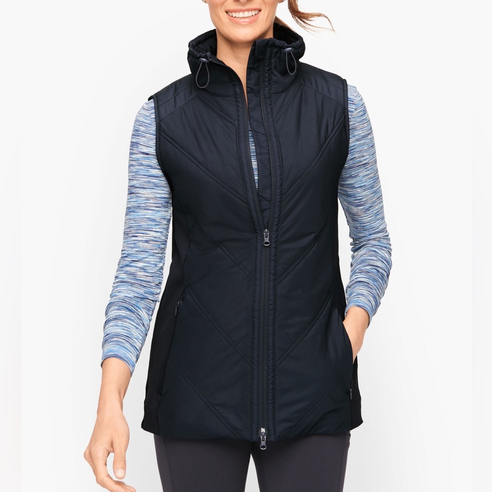 T by TALBOTS | Chevron Quilted Vest in Black
